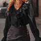 V-Neck Ruffle Flared Sleeve Elegant Shirt