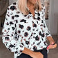 Damen-Langarm-Tops mit Leopardenmuster und V-Ausschnitt