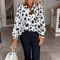Damen-Langarm-Tops mit Leopardenmuster und V-Ausschnitt