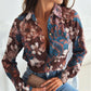 ❤Was soll ich morgen anziehen?❤Women's Fashion Multicolor Printed Lapel Shirt