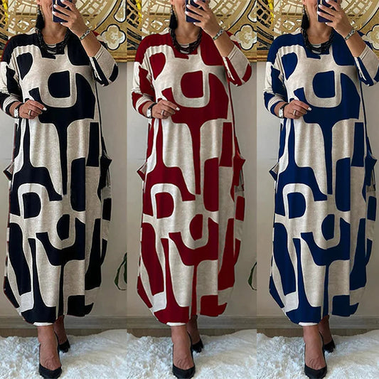 💕Was soll ich morgen anziehen?💕Women's Casual Printed Long Sleeve Dress