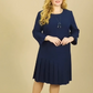 Was soll ich morgen anziehen?💕Women's Casual Round-Neck Dress with Pleated Hem