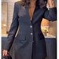 Stylish Blazer & See Through Flared Pants 2 PCS Set