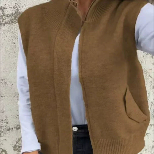 💕Was soll ich morgen tragen?💕Warme, modische Pulloverweste mit Reißverschluss für Damen