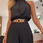 Was soll ich morgen anziehen?💕Jumpsuit med halterneck, ärmlös och sexig med vida ben