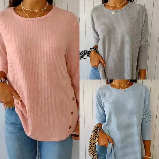 💥Was soll ich morgen tragen?👚Women’s Casual Long Sleeve Solid Color Button T-Shirt