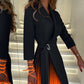 Was soll ich morgen anziehen?💕Ombre Lapel Neck Tied Waist Pleated Blazer Dress
