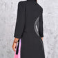 Was soll ich morgen anziehen?💕Ombre Lapel Neck Tied Waist Pleated Blazer Dress