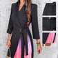 Was soll ich morgen anziehen?💕Ombre Lapel Neck Tied Waist Pleated Blazer Dress