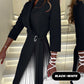 Was soll ich morgen anziehen?💕Ombre Lapel Neck Tied Waist Pleated Blazer Dress
