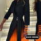 Was soll ich morgen anziehen?💕Ombre Lapel Neck Tied Waist Pleated Blazer Dress