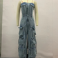 🎉Valentinstag 🎀Damen Retro Denim Trägerloser Cargo Jumpsuit