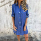 Was soll ich morgen anziehen?✨Damen Casual Denim Lapel Kleid