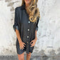 Was soll ich morgen anziehen?✨Damen Casual Denim Lapel Kleid