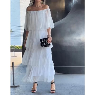🔥Was soll ich morgen anziehen?👗Damen Elegantes Kleid Chiffon Kuchen Maxikleid