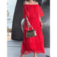 🔥Was soll ich morgen anziehen?👗Damen Elegantes Kleid Chiffon Kuchen Maxikleid