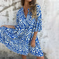 💕Was soll ich morgen anziehen?💕V-Neck Printed Three-Quarter Sleeve Dress
