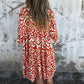 💕Was soll ich morgen anziehen?💕V-Neck Printed Three-Quarter Sleeve Dress