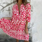 💕Was soll ich morgen anziehen?💕V-Neck Printed Three-Quarter Sleeve Dress