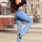 🔥Was soll ich morgen anziehen?👖Stretch-Schlagjeans mit hoher Taille