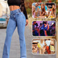 🔥Was soll ich morgen anziehen?👖Stretch-Schlagjeans mit hoher Taille