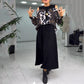 Was soll ich morgen anziehen? Damen einzigartiges Kleid in Layering-Optik mit Cold Shoulder