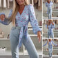 💕Was soll ich morgen anziehen?💕Damen-Top mit Bindegürtel und Puffärmeln in lebendigen Farben