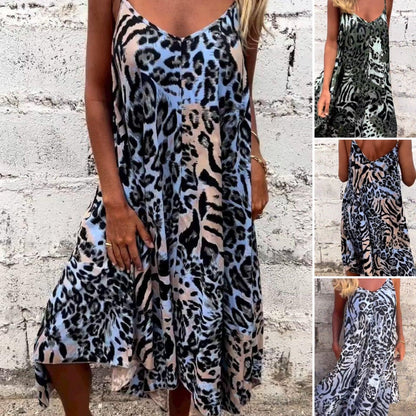 🌟Was soll ich morgen anziehen?🌟Leopardenmuster Spaghetti-Maxikleid