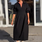 💖2025 Begrenzter Verkauf 50 % RABATT💗Damen Midikleid mit V-Ausschnitt und Kragen
