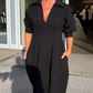 💖2025 Begrenzter Verkauf 50 % RABATT💗Damen Midikleid mit V-Ausschnitt und Kragen
