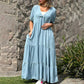 💕Spring New💕Loose V-neck Tiered Faux Denim Dress
