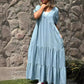 💕Spring New💕Loose V-neck Tiered Faux Denim Dress