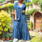💕Spring New💕Loose V-neck Tiered Faux Denim Dress