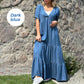 💕Spring New💕Loose V-neck Tiered Faux Denim Dress