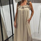 Was soll ich morgen anziehen?💕Lässiges ärmelloses Damen-Maxikleid mit Taschen