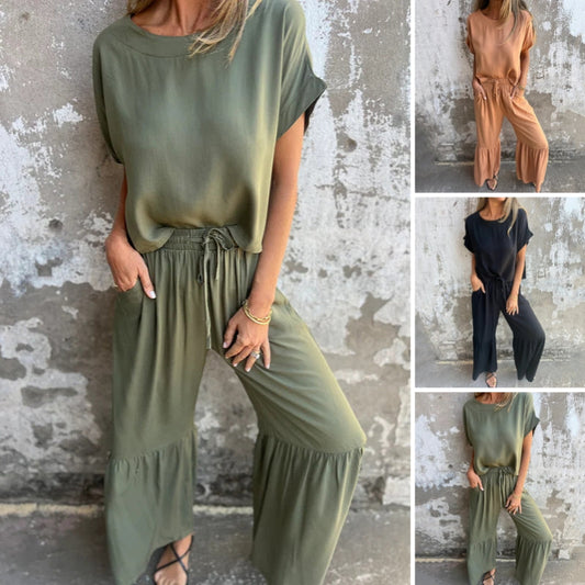 Was soll ich morgen anziehen?🌸Damen-Set: Einfarbiger Freizeit-Zweiteiler