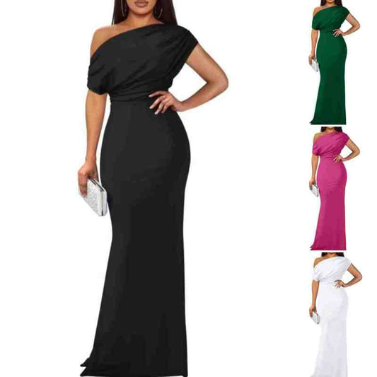 Was soll ich morgen anziehen?💕Women's Elegant Solid Color Strapless Slim Long Dresses