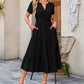 Was soll ich morgen anziehen?👗Women's Casual Summer Short-Sleeve V-Neck Long Dresses