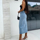 Was soll ich morgen anziehen?❤Stilvoller Bodycon-Rock aus Denim mit Knopfverschluss