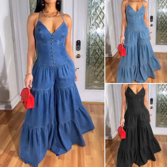 🌷Was soll ich morgen anziehen?🍃Sexy rückenfreier Damen-Jumpsuit mit V-Ausschnitt