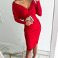 Sexy Bodycon-Kleid mit Rüschen und V-Ausschnitt für Damen