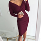 Sexy Bodycon-Kleid mit Rüschen und V-Ausschnitt für Damen