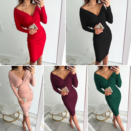 Sexy Bodycon-Kleid mit Rüschen und V-Ausschnitt für Damen