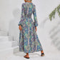 V-hals Maxi Jurk mit Lange Mouwen und Drucken