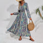 V-hals Maxi Jurk mit Lange Mouwen und Drucken