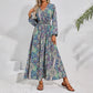V-hals Maxi Jurk mit Lange Mouwen und Drucken