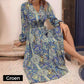 V-hals Maxi Jurk mit Lange Mouwen und Drucken
