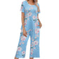 💐Wohlfühlen in Blumenpracht – Dein Alltag, Dein Stil. Damen-Print-Oberteil & Hose Nachtwäsche-Set