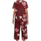 💐Wohlfühlen in Blumenpracht – Dein Alltag, Dein Stil. Damen-Print-Oberteil & Hose Nachtwäsche-Set