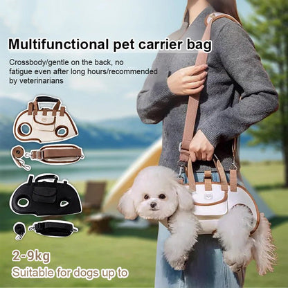 🐶🎒 2-in-1 tragbare atmungsaktive Haustiertasche – Umhängetasche + Rucksack | Überall und jederzeit!